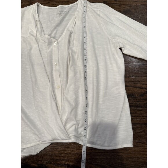 Pure J.Jill Blouse Large White Button Up Criss Cross Crossover Front V Neck - Picture 8 of 9